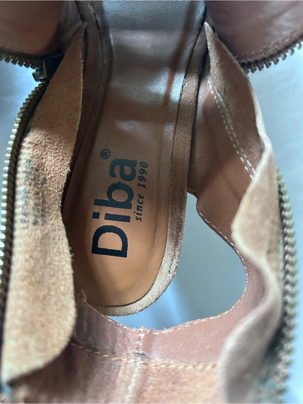 Diba Brown Suede Open-Toe Strappy Wedge Sandals with Side Zipper